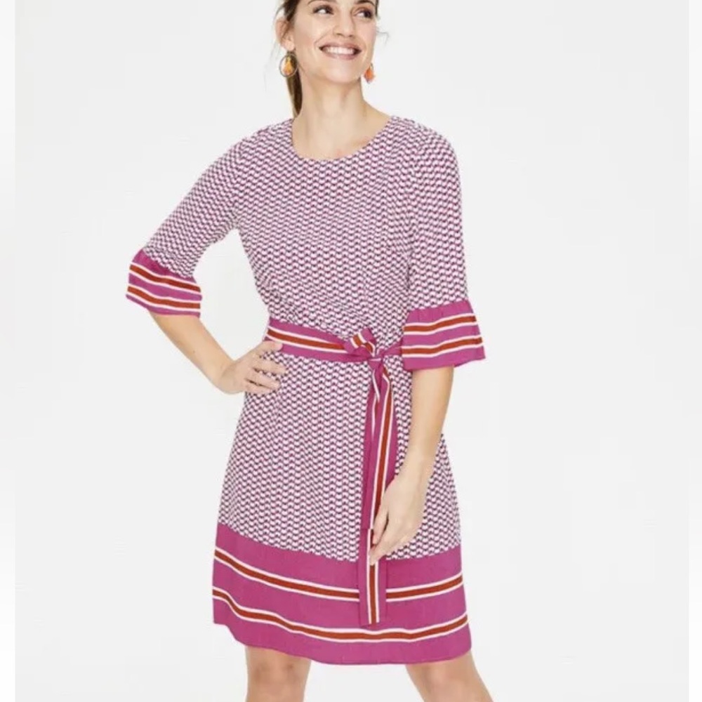 Boden Andrea Belted Pink Dress Size 4